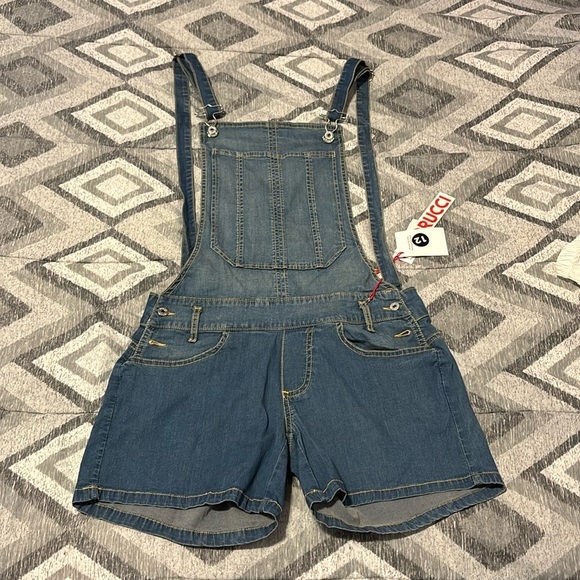 Fiorucci Denim Overalls Shorts - Picture 1 of 12